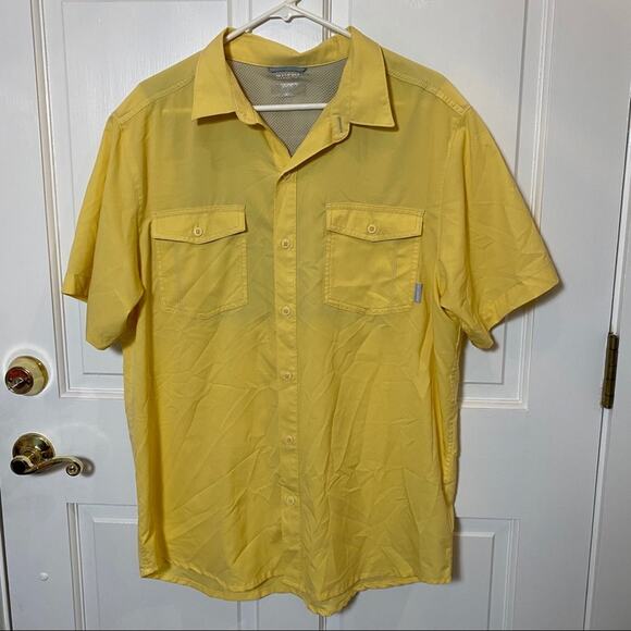 Columbia Fishing Shirt Mens Extra Large UV shade fly XL BUTTER YELLOW water - Picture 2 of 7